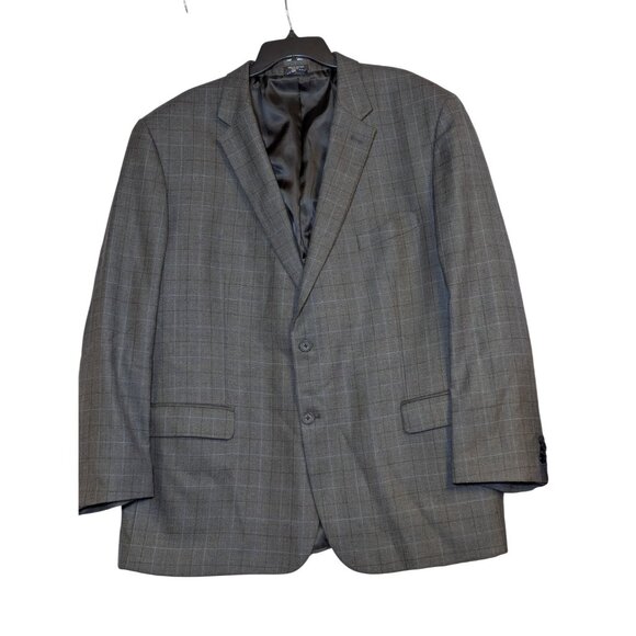 Tommy Hilfiger Mens Gray Plaid Check Blazer Jacket R54 Modern Fit Wool Blend Two - Picture 1 of 6